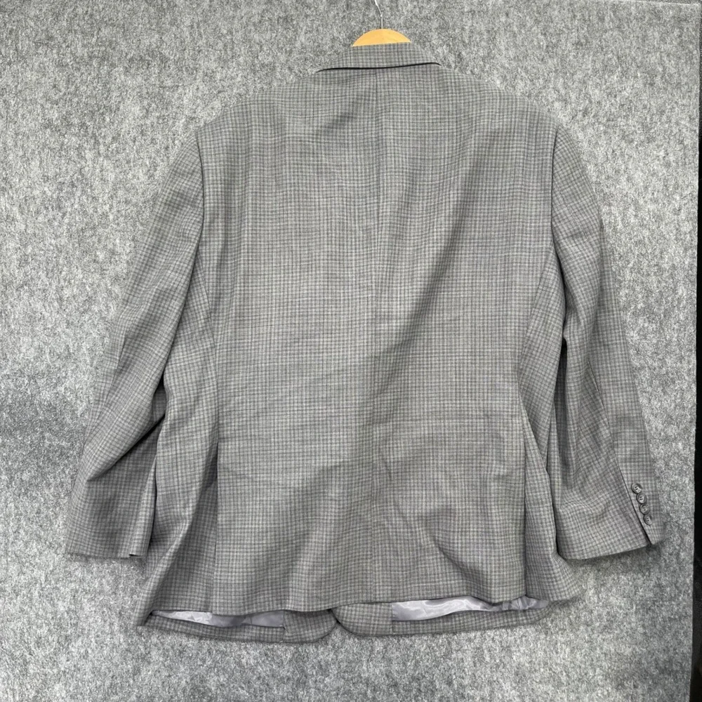 Pronto Uomo Platinum Blazer Mens 52R Grey Plaid Wool Blend 2 Button Sport Coat